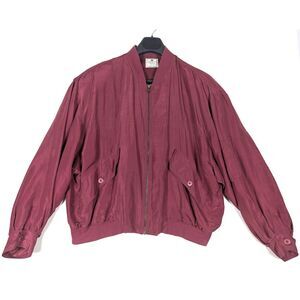 Vintage Mirage Concept Silk Bomber Jacket  Mens XL Maroon Full Zip Lined‎ 90s